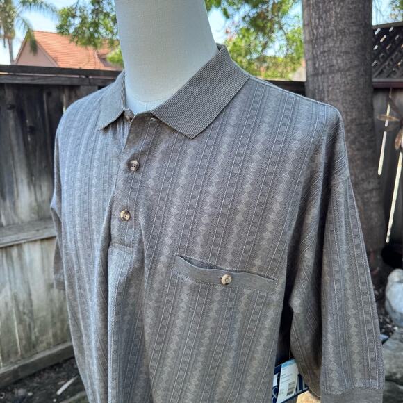 NWT Vintage David Taylor Mens Polo Striped Golf Pocket Dad Shirt Size XXL NEW - Picture 2 of 8
